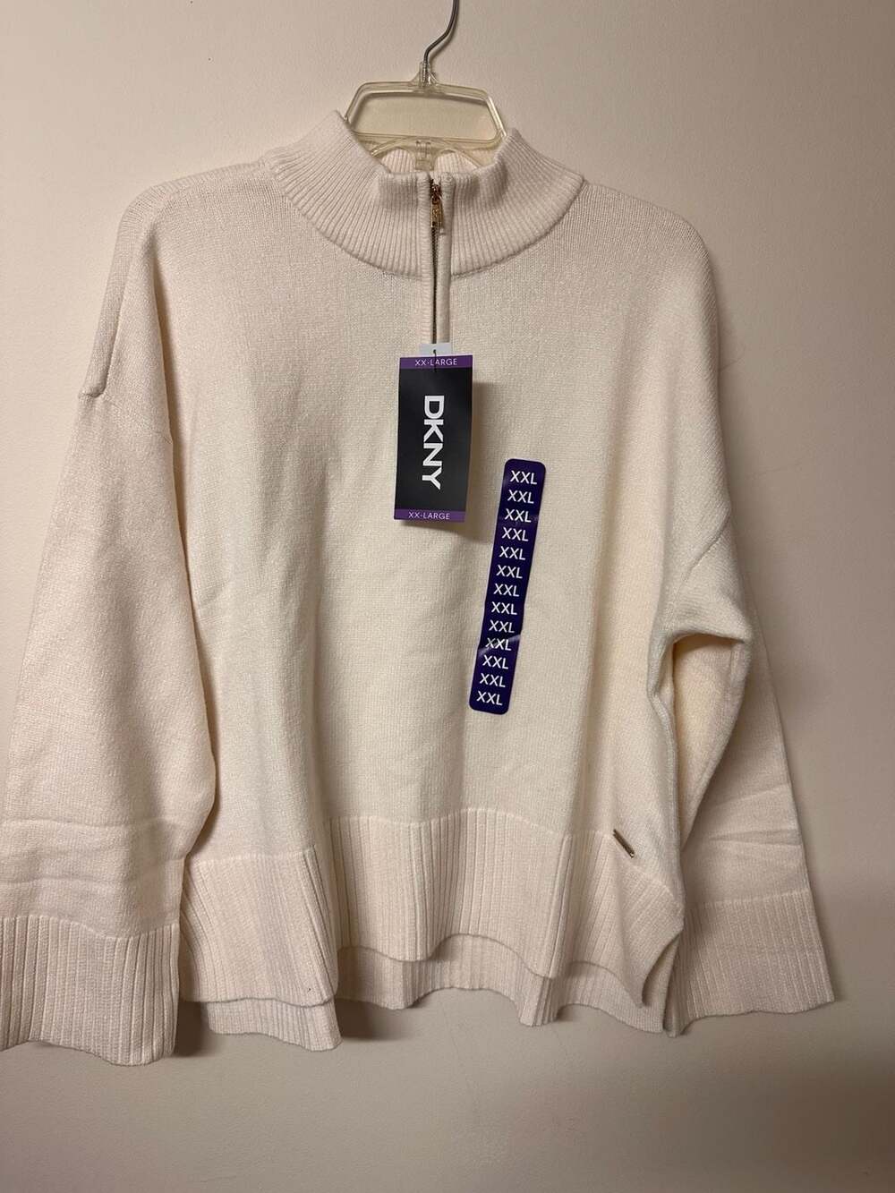 DKNY Quarter-Zip Sweater Size XXL Cream